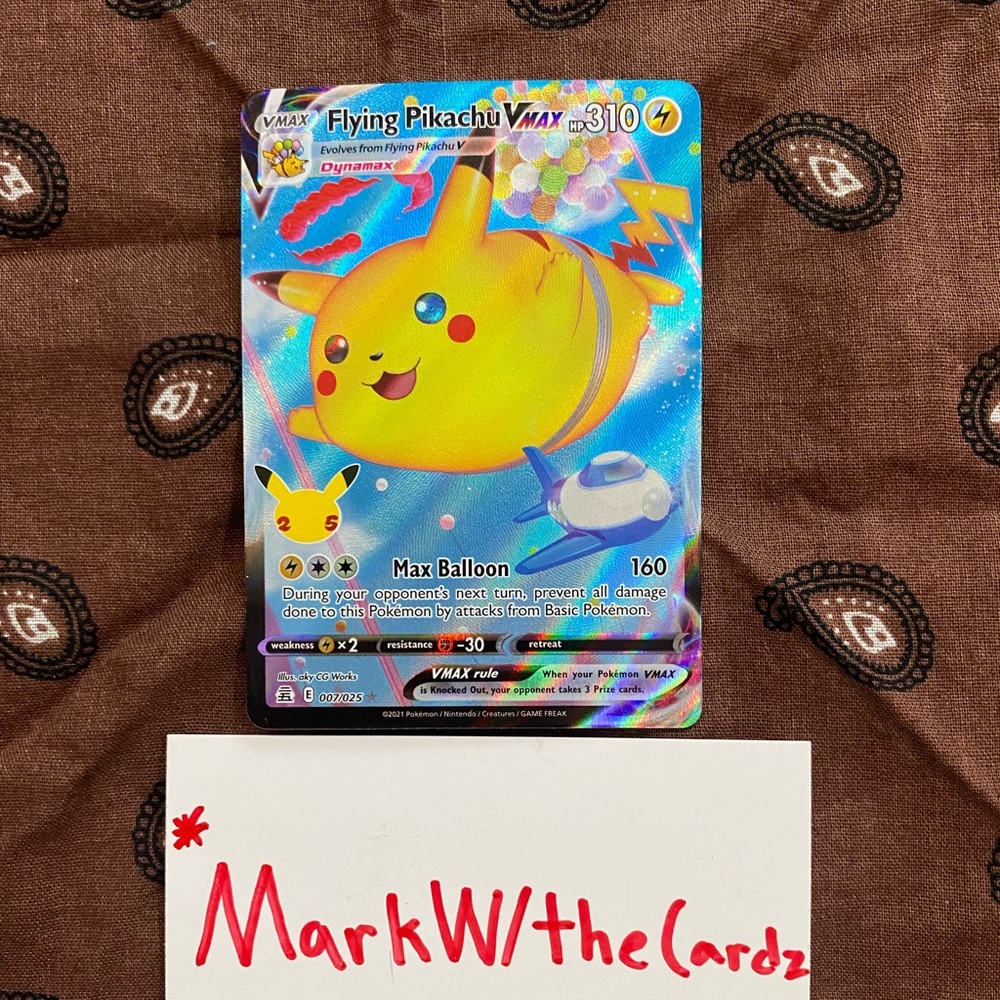 Flying Pikachu Vmax Pokemon TCG Celebrations 25th Anniversary Full Art 007/025